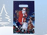 100 Kunststoff Tragetaschen Tragetasche Einkaufstasche "Weihnachten"