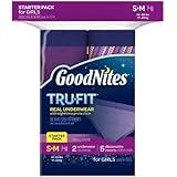 GoodNites Tru-Fit Real Underwear with Nighttime Protection Starter Pack for Girls, Small and Medium, 7 Count