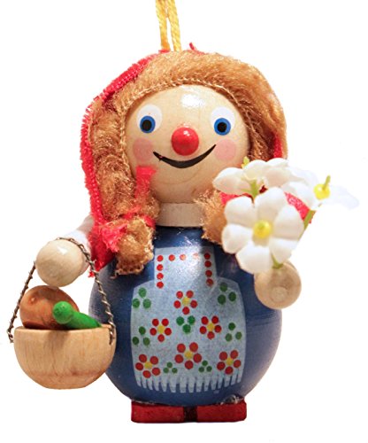 Steinbach Little Red Riding Hood with Flowers German Wooden Christmas Ornament Steinbach Little Red Riding Hood with Flowers German Wooden Christmas Ornament