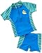 Playshoes Jungen Badehose, gestreift UV-Schutz nach Standard 801 und Oeko-Tex Standard 100 Bade-Set 2 tlg. Surfer in blau mit grünen Streifen 461052