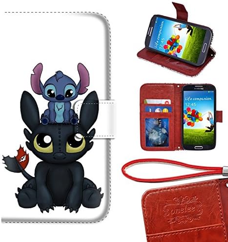 Customized PU Leather High Quality Cute Stitch And Toothless Samsung Galaxy S6 Edge Plus Wallet Case