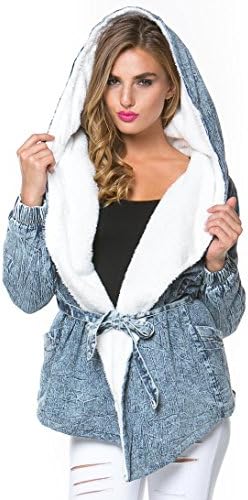 Faux Fur Lined Denim Hooded Jacket