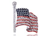 Genuine Crystal Rhinestone America USA Flag Fashion Costume Jewelry Pin Brooch thumbnail