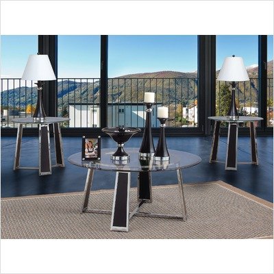Galaxy 3 Piece Contemporary Table Set in Chrome / Black