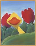 Daisy's Hide and Seek Framed Canvas Art by Jane Simmons,14.2 in. x 17.9 in. Framed