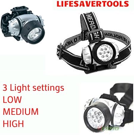 LED Head Lamp, 7 LED Lights with 3 Power Levels L-M-H. Adjustable Light Position. 100% Guaranteed