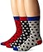 Ben Sherman Men's 3 Pack Frederick Crew Socks, Blue/Red, One Size