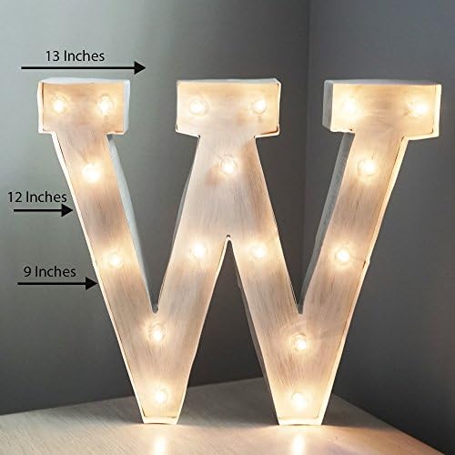 Marquee Metal Letter Led Light Up White 13" Battery Vintage Marquee Light (Letter W)