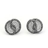 18K White Gold Pave Black And White Round Diamond Infinity Stud Earrings (0.75 cttw + 1.22 cttw, G-H Color, VS2-SI1 Clarity)