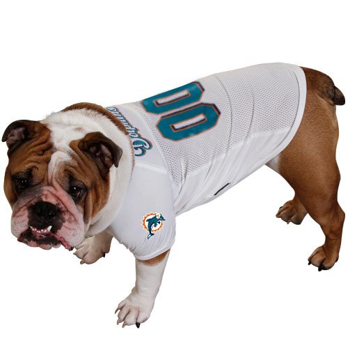 Miami Dolphins White Football Fetch Mesh Pet Jersey (Large)