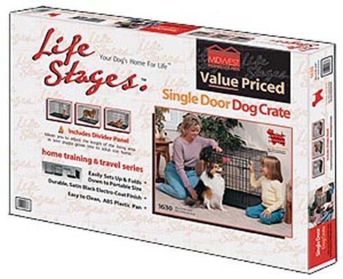 Midwest Life-Stages 36-by-24-by-27-Inch Single-Door Folding Metal Dog Crate