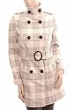 WHTE CHECK WOOL WOMENS WINTER COAT.DOUBLE BREASTED EPAULLETTES