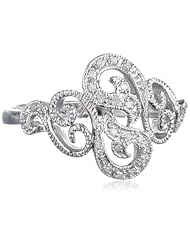Sterling Silver Filigree Diamond Ring (0.07 Cttw, I-J Color, I2-I3 Clarity)