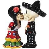 Westland Giftware Mwah! Ceramic Salt and Pepper Shaker, 4.5-Inch, Dia De Los Muertos