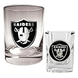 NFL Oakland Raiders Rocks Glass & Shot Glass Set - Primary Logo