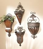 Antique Bronze Wall Pocket Planter Set- Set of 4