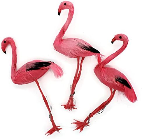 Set of 3 - Pink Flamingo - Artificial Craft Birds - Fake Birds - Party Table Decoration - Darice