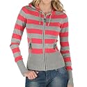 Bench Womens All Stripey Knit Hoody Grey Marl/Teaberry