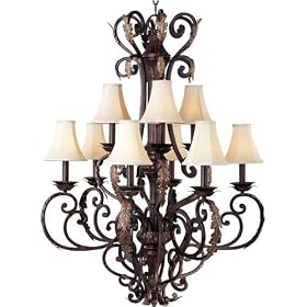 Augusta Candle Chandelier in Auburn Florentine Shades: No by Maxim Manufacturing