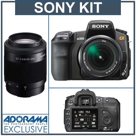 Sony Alpha DSLR-A200 Digital SLR Camera Body with Sony 18-70mm Zoom Lens, 10.2 Megapixels, 2.7