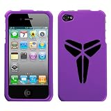 APPLE IPHONE 4 4G BLACK MAMBA KOBE LOGO ON A PURPLE HARD CASE COVER