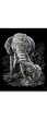 Silver Foil Engraving Art Elephant & Baby