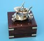 Small Brass Sundial Compass with Hardwood Case