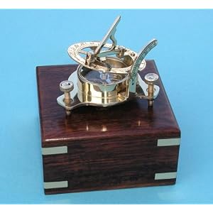 Small Brass Sundial Compass with Hardwood Case from Sundial Clocks