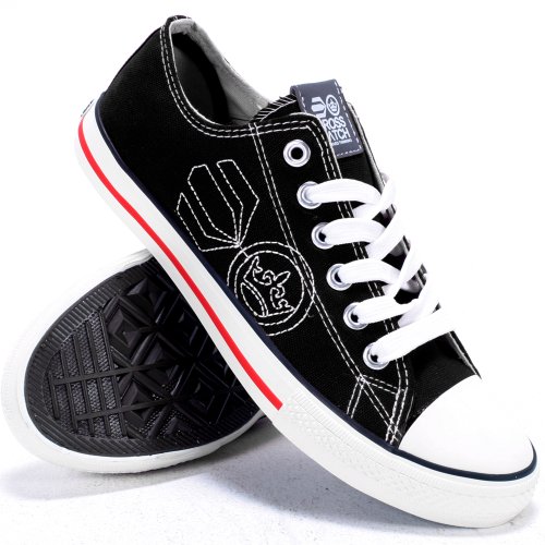 Crosshatch Nollie Low Canvas Pumps Plimsolls Trainers Mens Size UK 10 Black
