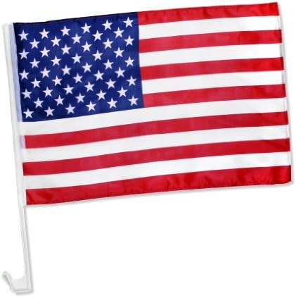 US American Patriotic Car Window Clip on USA Flag 17" x 12"