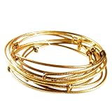 Alex and Ani | Russian Gold Set of 7 Expandable Wire Bangles Thick Textured