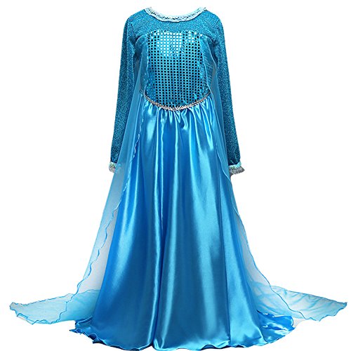 Moon Kitty Girls Snow Queen Elsa Party Dress Costume Princess Cosplay Dress Up