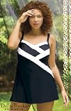 Delta Burke Black & White Plus Size Swimdress Swimsuit - Women's Swimwear Plus Size Swimsuit