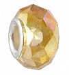 Pandora Style Charm Bead (Z194) Faceted Glass (14mm x 9mm) (Fits Troll too) ~ Topaz AB (Gold Iridescent)