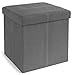The FHE Group Foldable Storage Ottoman, 15 by 15 by 15 Inches, Grey Suede