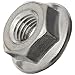 18-8 Stainless Steel Flange Nut, Black Oxide Finish, UNF 2B Threads, Meets ASME B18.2.2 Specifications, Serrated Flange, 1/4"-28 Thread Size, 15/16" Width Across Flats, Pack Of 25