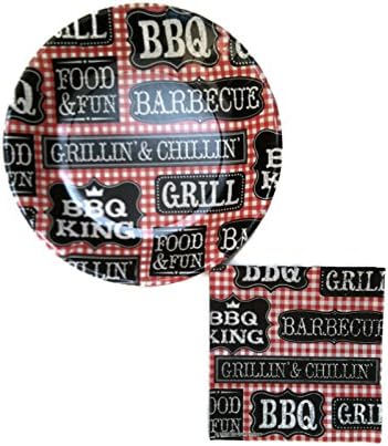 BBQ Party Picnic Supplies Bundle: 2 Items- 20 Paper Plates and 50 Paper Napkins