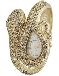 Geneva Womens Platinum Coiled Snake Rhinestone Cuff Watch