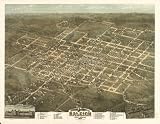Historic Panoramic Map Bird's eye view of the city of Raleigh, North Carolina 1872. Drawn and published by C. Drie.