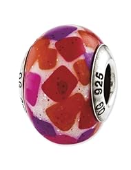 Sterling Silver s Pink/purple/red Italian Murano Glass Bead by Reflection Beads, Best Quality Free Gift Box Satisfaction Guaranteed