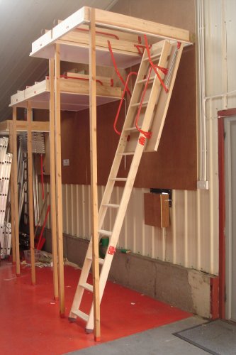 Deluxe (Larch) Wooden Loft Ladder with Twin Handrails - Frame 1100 x 545mm - Floor to ceiling heights up to 2.8m