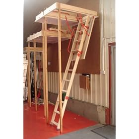 Deluxe (Larch) Wooden Loft Ladder with Twin Handrails - Frame 1300 x 545mm - Floor to ceiling heights up to 3.2m