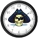 Skull with Eye Patch and Three Corner Hat - Pirate Theme - JP Wall Clock by WatchBuddy Timepieces (Black Frame)