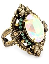 Sorrelli "Water Lily" Crystal Bold Filigree Adjustable Gold-Tone Ring