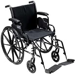 Drive Medical Cruiser III Light Weight Wheelchair with Various Flip Back Arm Styles and Front Rigging Options, Black, 20