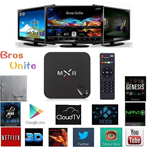 Bros Unite MX3 MXIII Amlogic S812 Android TV Box Quad Core with 2G 8G 2.4/5GHz Dual Wifi Bluetooth 4.0 HDMI DLNA Kodi Fully Loaded HDMI 2.0 Full HD Iptv Blue-ray Miracast Playback Google Streaming Media Players