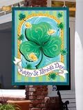 St Patricks Day Clover Large Flag