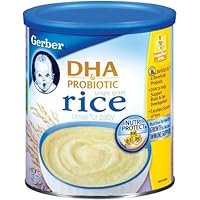 Gerber Cereal, Rice Single Grain (with DHA and Probiotic), 8-Ounce Canisters (Pack of 6)