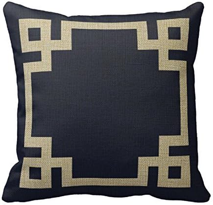 Cotton square pillow 45cm x 45cm One side zipper Beige Greek Key Fashion decoration by SKArtStore
