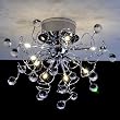 9 Light Flush Mount Crystal Ceiling Light in Polished Chrome, Crystal